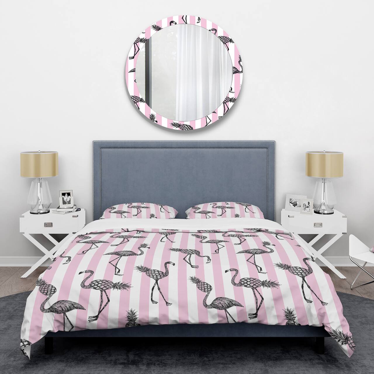 Designart 'Flamingo on Pink' Mid-Century Duvet Cover Set